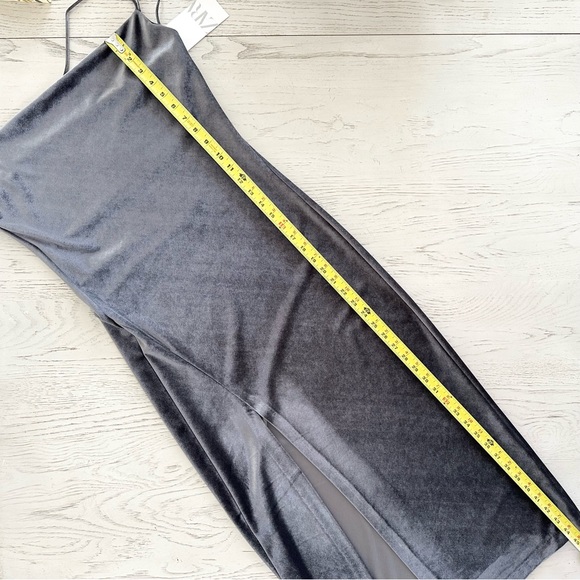 ZARA | VELVET MIDI SLIP DRESS HIGH SLIT ASYMMETRICAL STRAPS SEXY FORMAL WEDDING - Picture 6 of 8